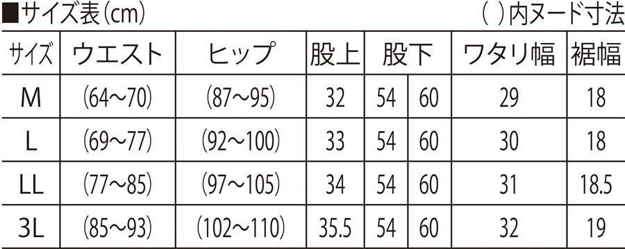 サイズ表