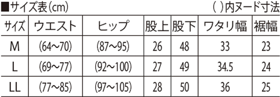 サイズ表