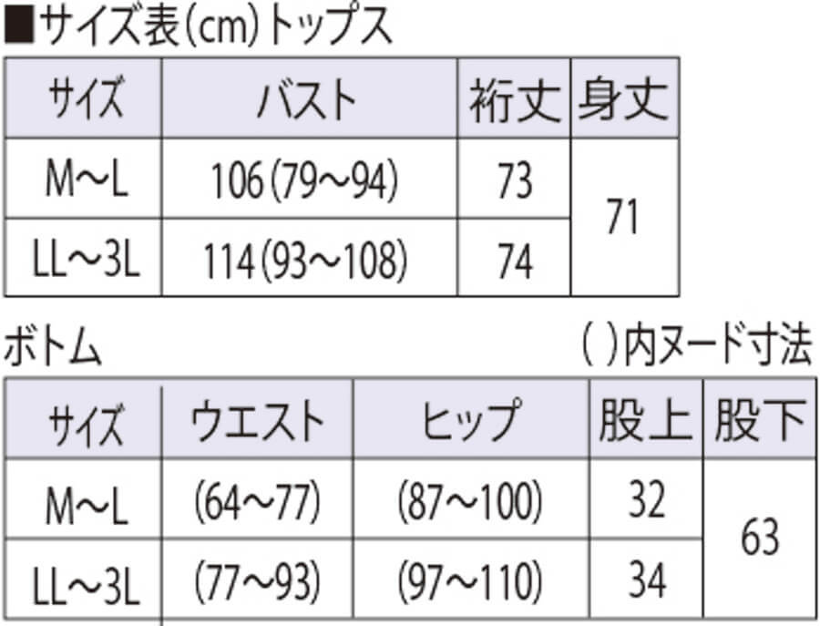 サイズ表